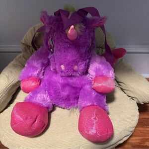 Critter collection, plush purple, unicorn backpack